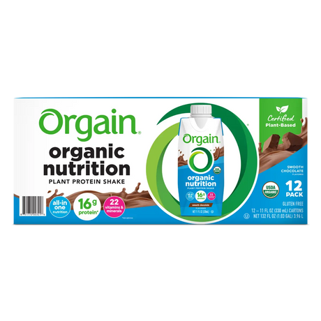 Orgain Organic Vegan Nutritional Shake, Smooth Chocolate, 11 Fl Oz (12-Pack)