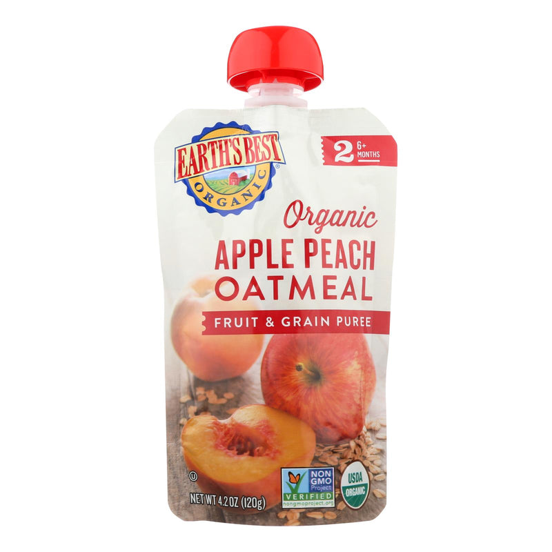 Earth's Best - Pouch Apple Peach Oat - Case Of 12-3.5 Oz - Cozy Farm 