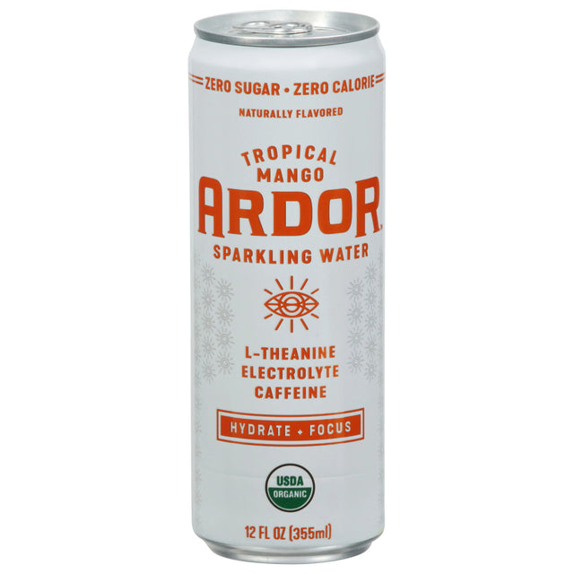 Ardor Organic Sparkling Water - Mango, 12 fl oz (12 Pack) - Hydrate + Focus