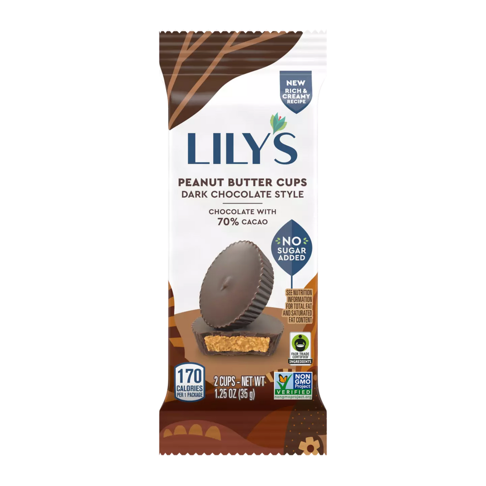 Lily's 无糖黑巧克力花生酱杯，1.25 盎司，2 包（12 盒）