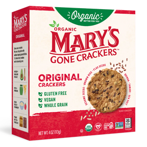 Box of Mary's Gone Crackers Original Crackers with a cookie on the label.