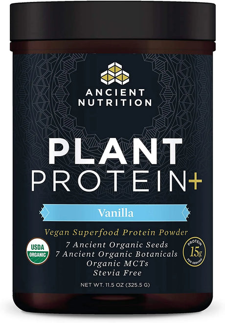 Ancient Nutrition - Plant Protein+ Organic Vanilla, 11.5 oz (Ea) - Organic Plant Protein