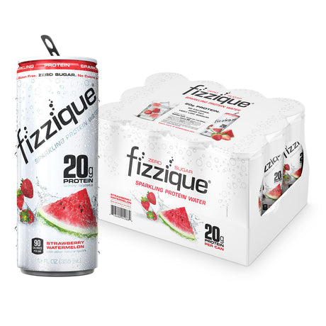 Fizzique Water Sparkling Protein Strawberry - 12 oz Pack of 12 - Cozy Farm 