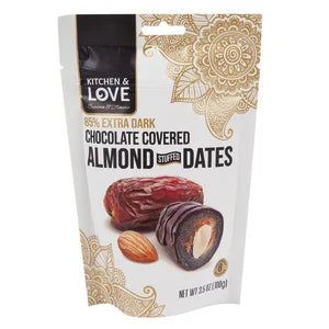 Kitchen & Love - Almond Stuffed Dates Dark Chocolate (Pack of 8 3.5 Oz) - Cozy Farm 