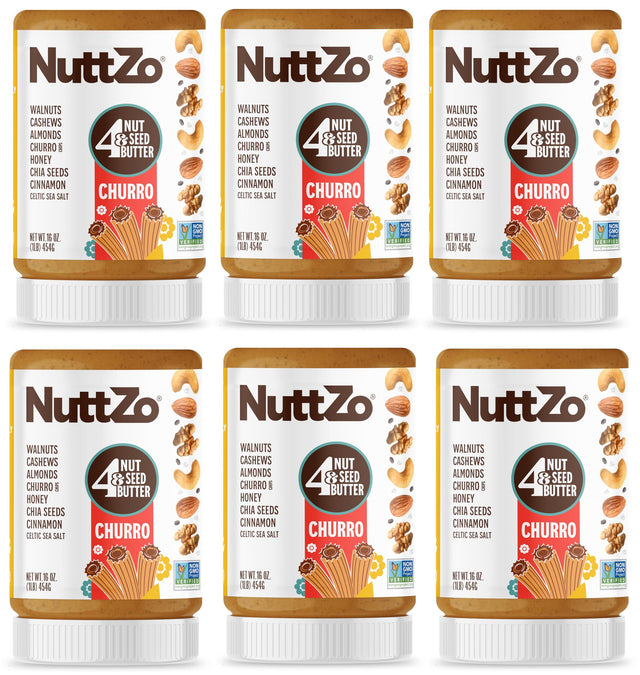 Nuttzo - Churro Nut Butter, 16 oz (Pack of 6) - Healthy Snack Spread