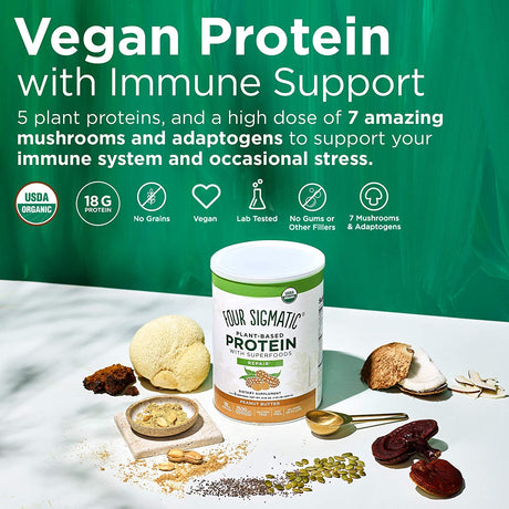 Four Sigmatic - Plant Based Protein - Peanut Butter 21.16 Oz - Cozy Farm 
