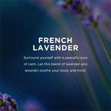 French lavender with text promoting a peaceful aura of calm.