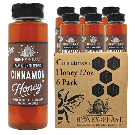 Heavenly Organics - 100% Organic Cinnamon Honey, 12 oz (Pack of 6) - Raw Unfiltered Honey