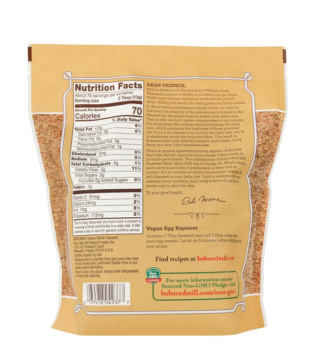 Bob's Red Mill Organic Flaxseed Meal Golden, Pack of 4, 16 Oz