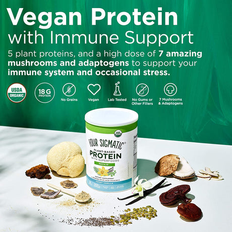 Four Sigmatic - Plant Based Protein With Superfood - Sweet Vanilla  21.16 Oz - Cozy Farm 