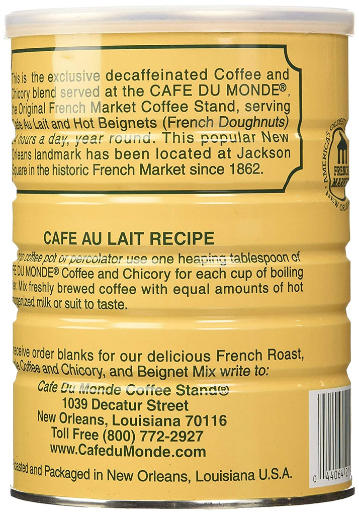 Cafe Du Monde Decaffeinated Coffee and Chicory, Dark Roast - 13 Ounce Can, 12 Pack - Rich Flavor, New Orleans Style - Cozy Farm 