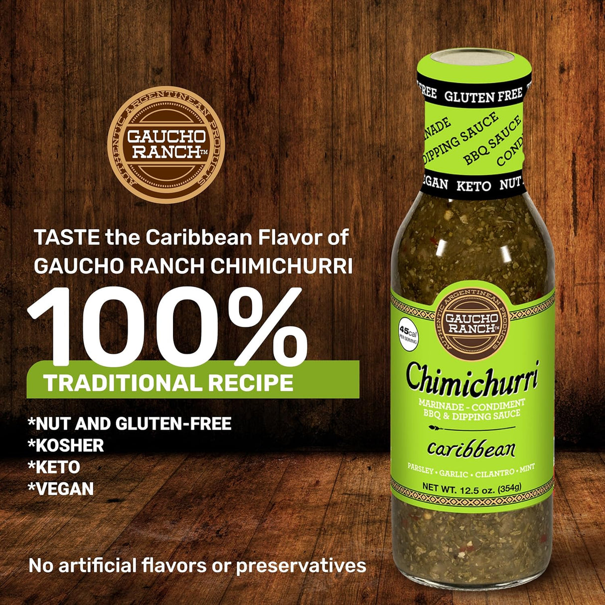 Gaucho Ranch Caribbean Chimichurri Sauce, 12.5 fl oz, Pack of 6