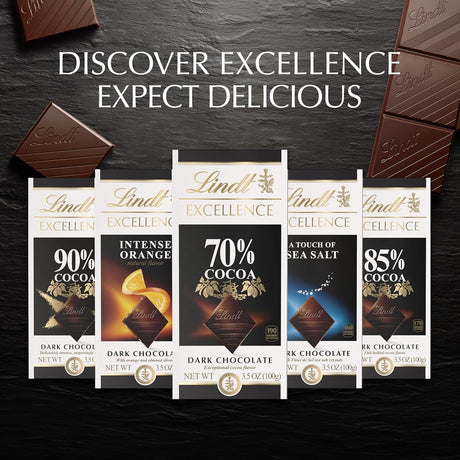 Lindt Excellence 90% Cocoa Dark Chocolate Bar Case of 12 3.5 Oz