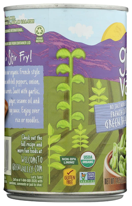 Green Valley Organics French Style Green Beans, 14.25 oz, Pack of 12
