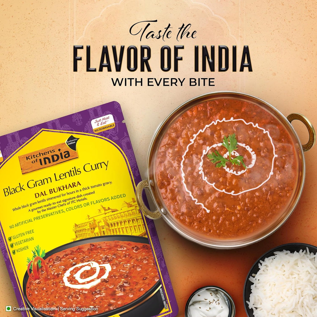 Kitchen of India Dal Bukhara, Black Gram Lentils Curry, 10 oz., Pack of 6