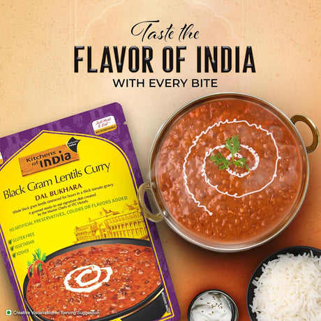 Kitchen of India Dal Bukhara, Black Gram Lentils Curry, 10 oz., Pack of 6