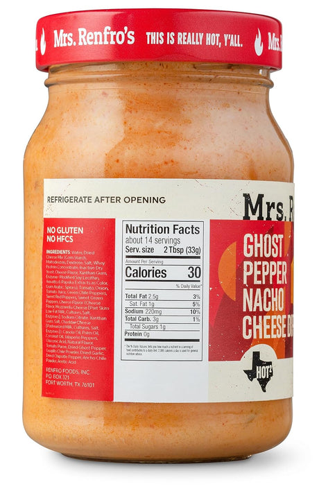 Mrs. Renfro's Ghost Pepper Nacho Cheese Sauce, Spicy Cheddar Dip, Case of 6, 16 oz