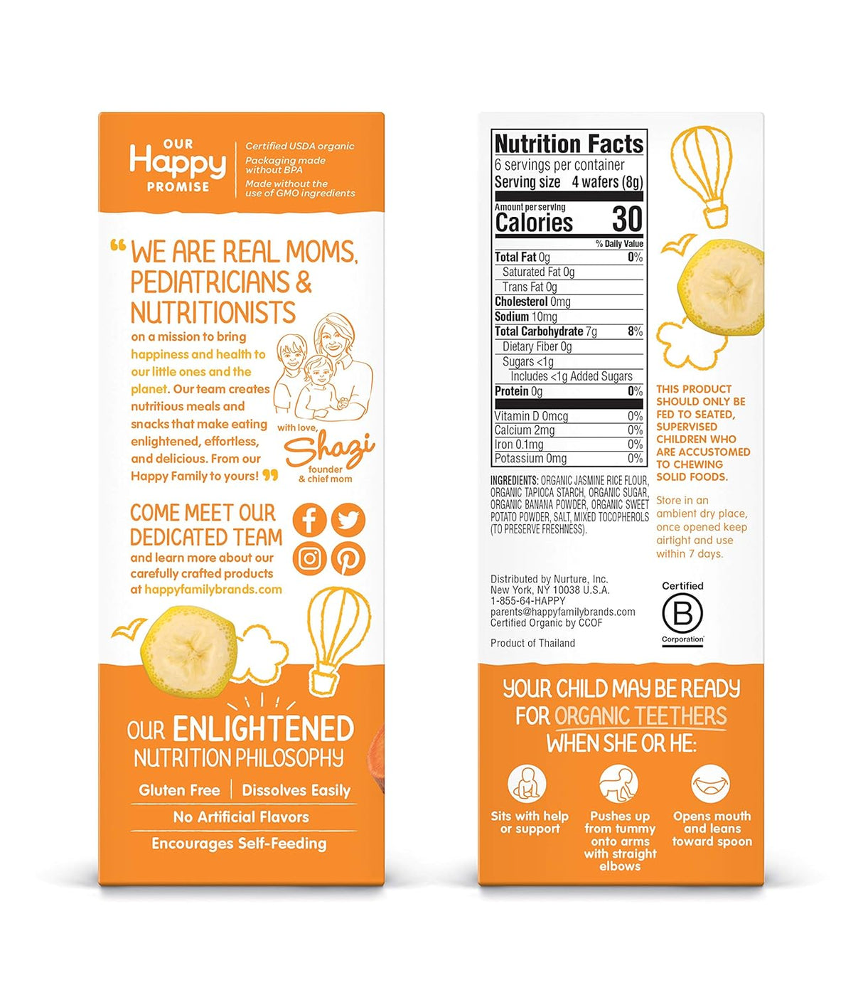 Happy Baby Organic Gentle Teethers, Banana and Sweet Potato, 1.7 oz., Case of 6