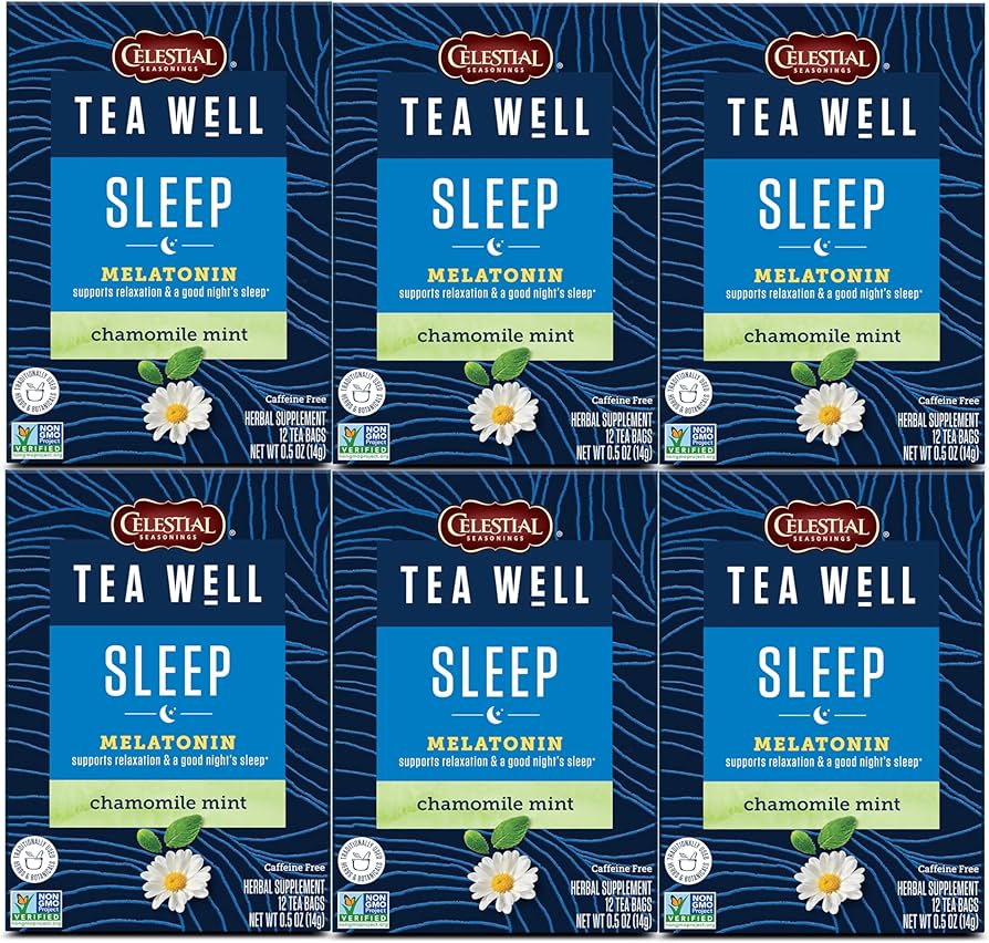 Teawell - Sleep Tea, 12 Ct (Pack of 6) - Melatonin Chamomile Mint