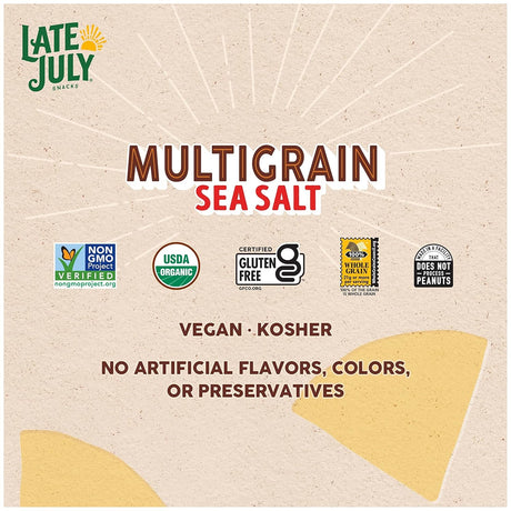 Late July Snacks Multigrain Sea Salt Tortilla Chips, 7.5 Oz. (Pack of 12)