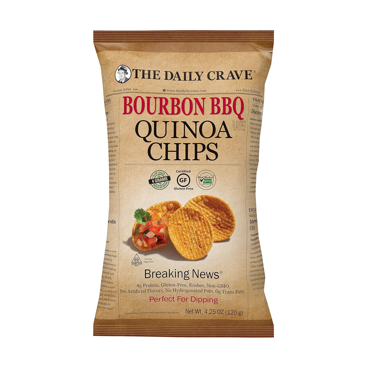 The Daily Crave Bourbon BBQ Quinoa Chips, 4.25 oz, Pack of 8