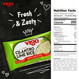 Vigo Cilantro Lime Rice package with nutrition facts on a chalkboard background