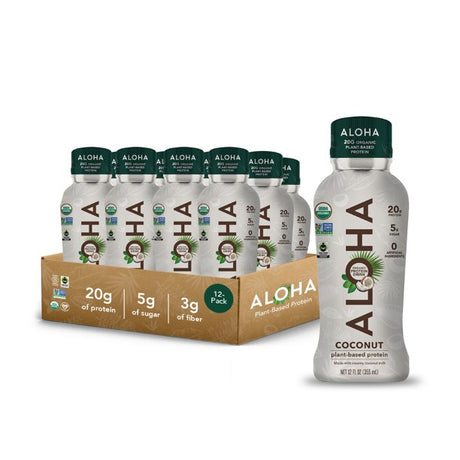 Aloha Protein Coconut Plant Based RTD, Case of 12 - 12 fl oz - Cozy Farm 