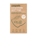 Compostic - Quart Resealable Bags, 20 Bag (Pack of 12) - Food Storage Solution
