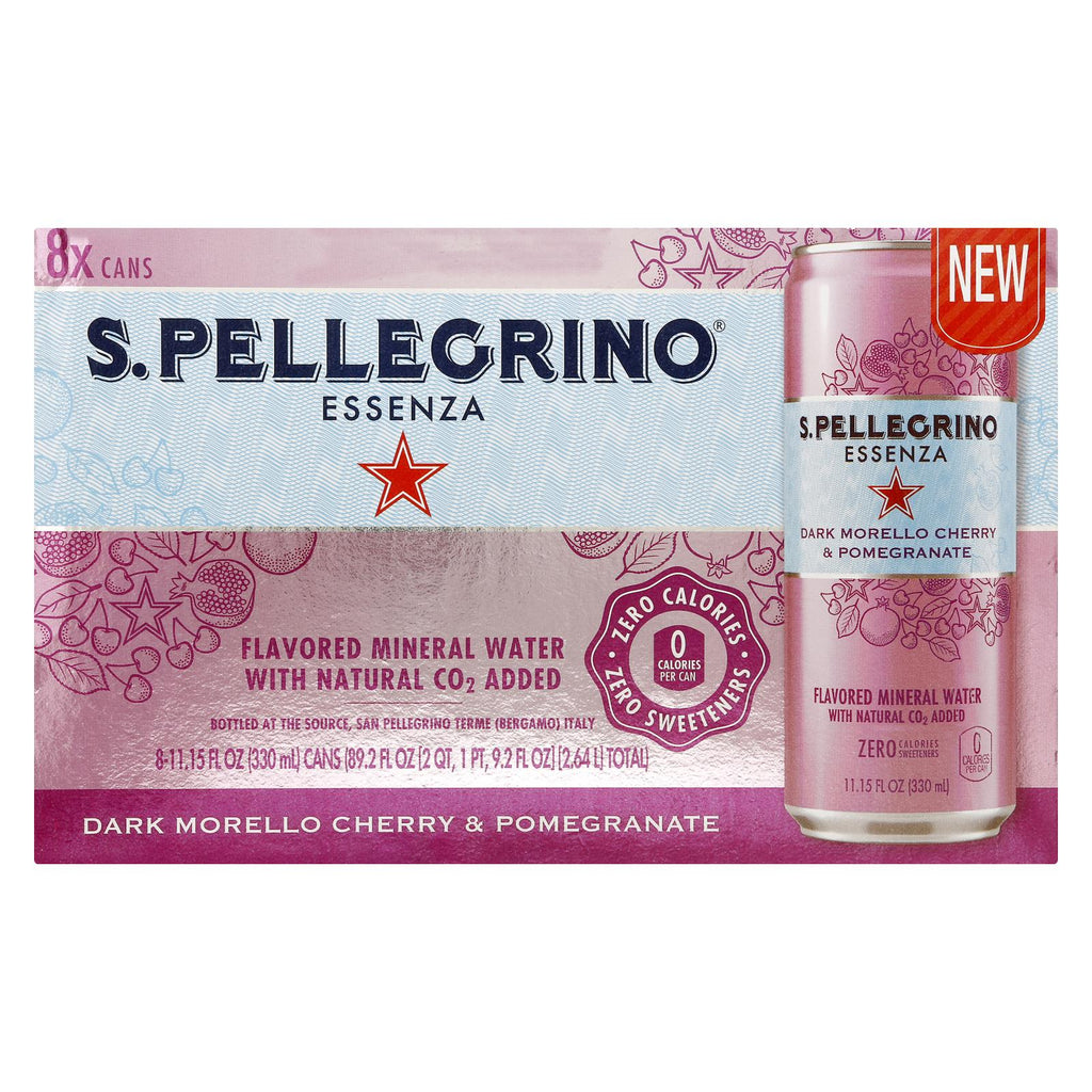 S.Pellegrino Essenza Dark Morello Cherry & Pomegranate Flavored Mineral Water (Pack of 3) 8/11.15z - Cozy Farm 