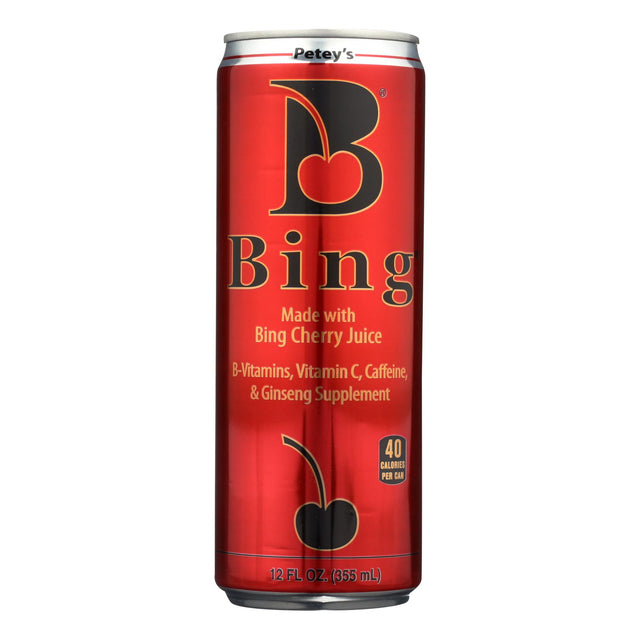 Petey's Bing Supplement: 24-Pack of 12 FZ Bottles with Bing Cherry Juice, B-Vitamins, Vitamin C, Caffeine, and Ginseng - Cozy Farm 