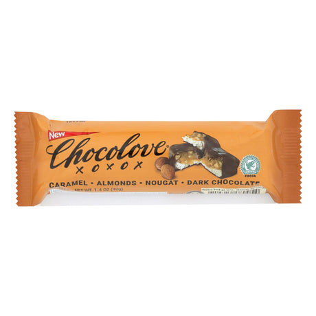 Chocolove Xoxox Dark Chocolate Caramel Almond Nougat Bar - 12x1.4 Oz. - Cozy Farm 