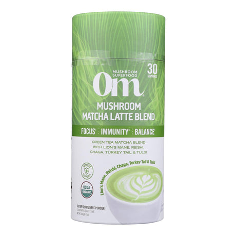 Om Mushroom Superfood Matcha Latte Blend: Immune Support, Energy Boosting Mushroom Powder - 8.47 oz - Cozy Farm 