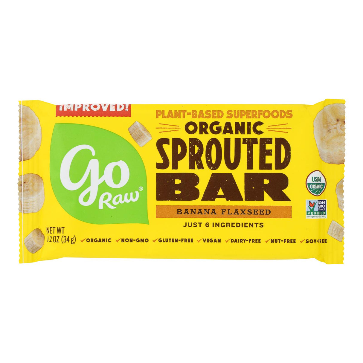 Go Raw Organic Sprouted Bar Banana Bread (Pack of 30) 1.2 Oz - Cozy Farm 