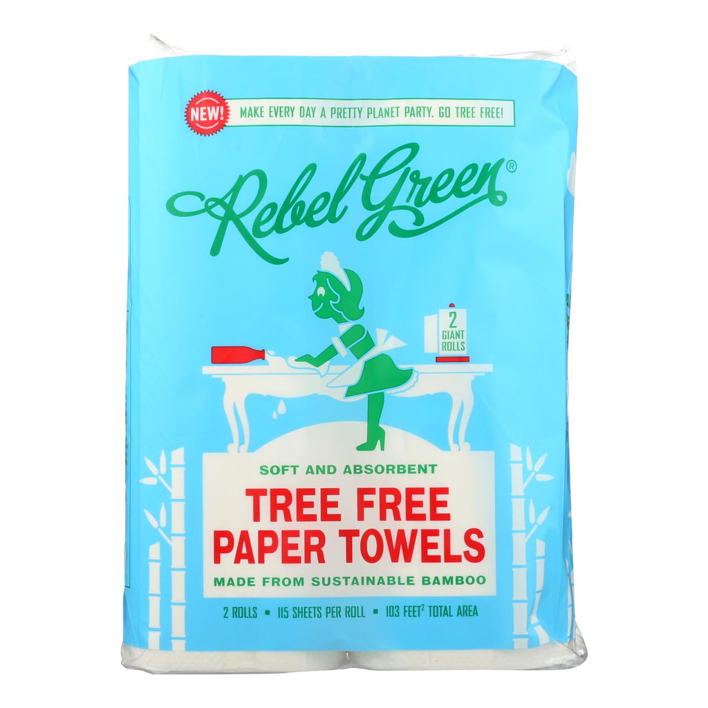 Rebel Green - Paper Towel, Tree Free, Made from Bamboo - Case Of 12-2 Ct - Cozy Farm 