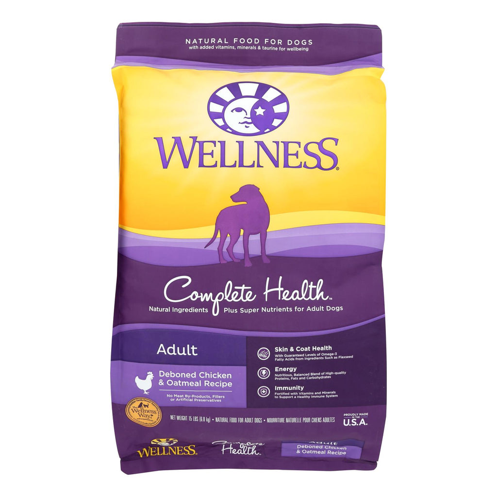 Lb. Case  Wellness Pet Products Dog Food - Chicken and Oatmeal Recipe (Pack of 15 lbs.) - Cozy Farm 