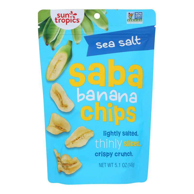 Bags  Sun Tropics - Saba Banana Chip Sea Salt (Pack of 12-5.1 Oz Bags) - Cozy Farm 
