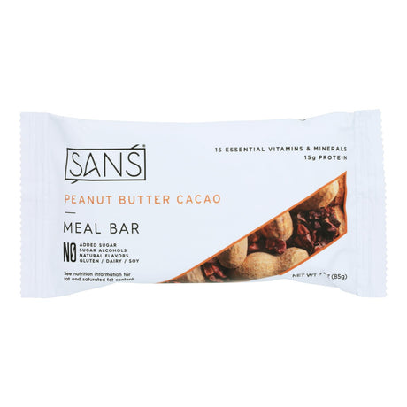 Sans Meal Bar Peanut Butter, Pack of 12, 3 oz Each - Cozy Farm 