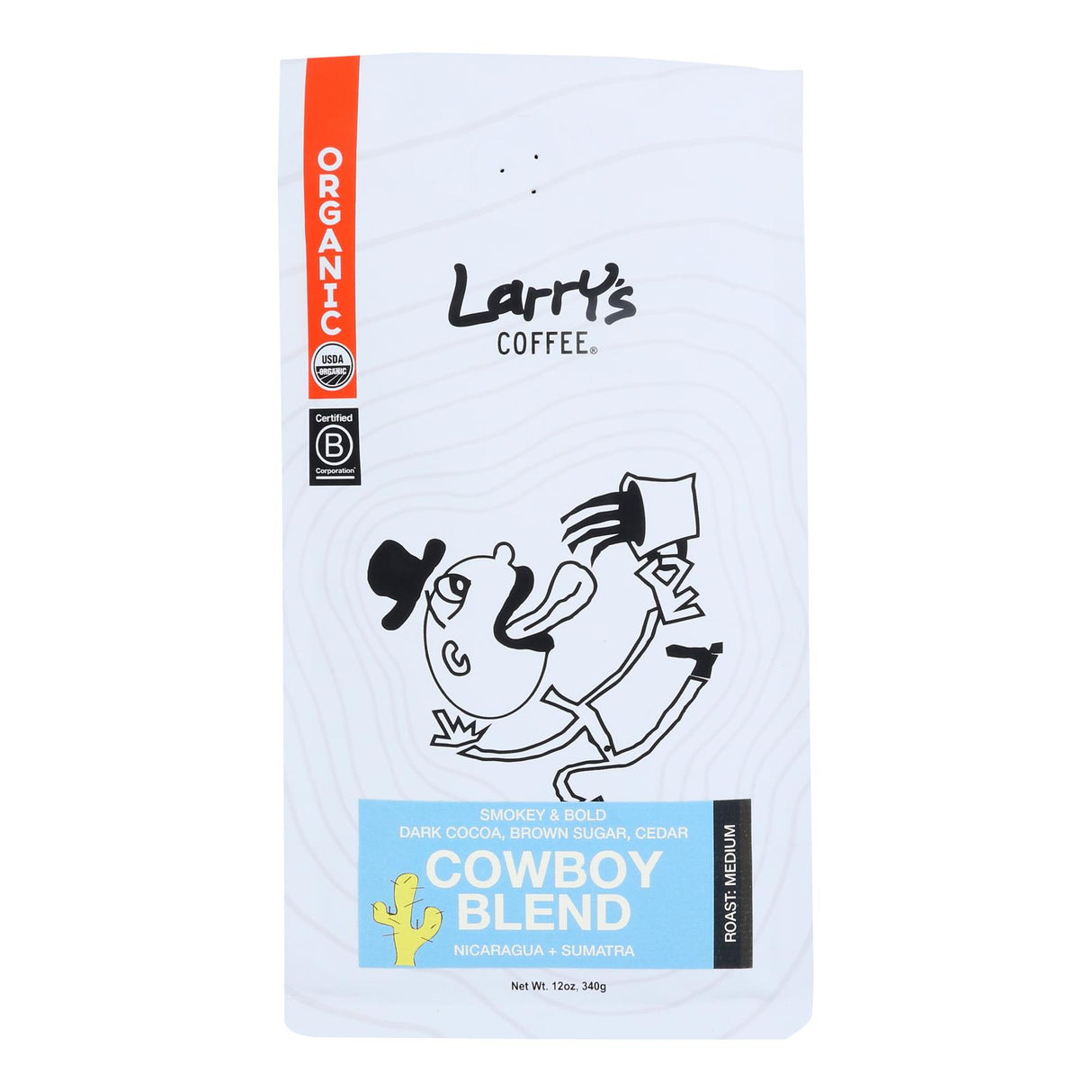 Larry's Coffee Cowboy Whole Bean Coffee Blend, 12 Oz. Bags (Pack of 6) - Cozy Farm 