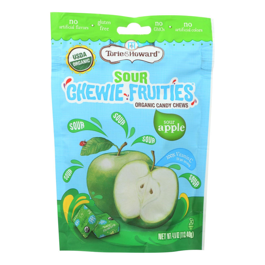 Torie & Howard (Pack of 6) Organic Chewy Fruities Candy Chews - Sour Apple Flavor - 4 Oz. - Cozy Farm 