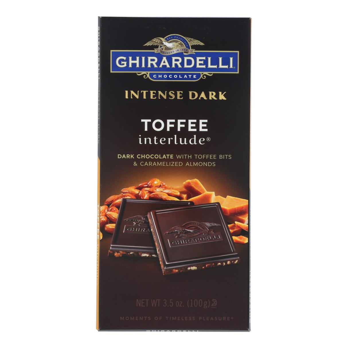 Ghirardelli Intense Dark Chocolate Toffee Interlude Bar (Pack of 12) - 3.5 Oz. - Cozy Farm 