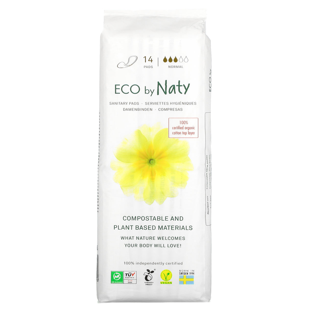 Eco By Naty - Pads Sanitary Normal (Pack of 16-14 Ct) - Cozy Farm 