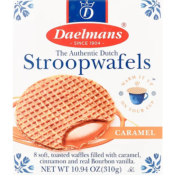 Daelmans Caramel Stroopwafels, Authentic Dutch, Individually Wrapped, Case of 8 (10.94 oz)