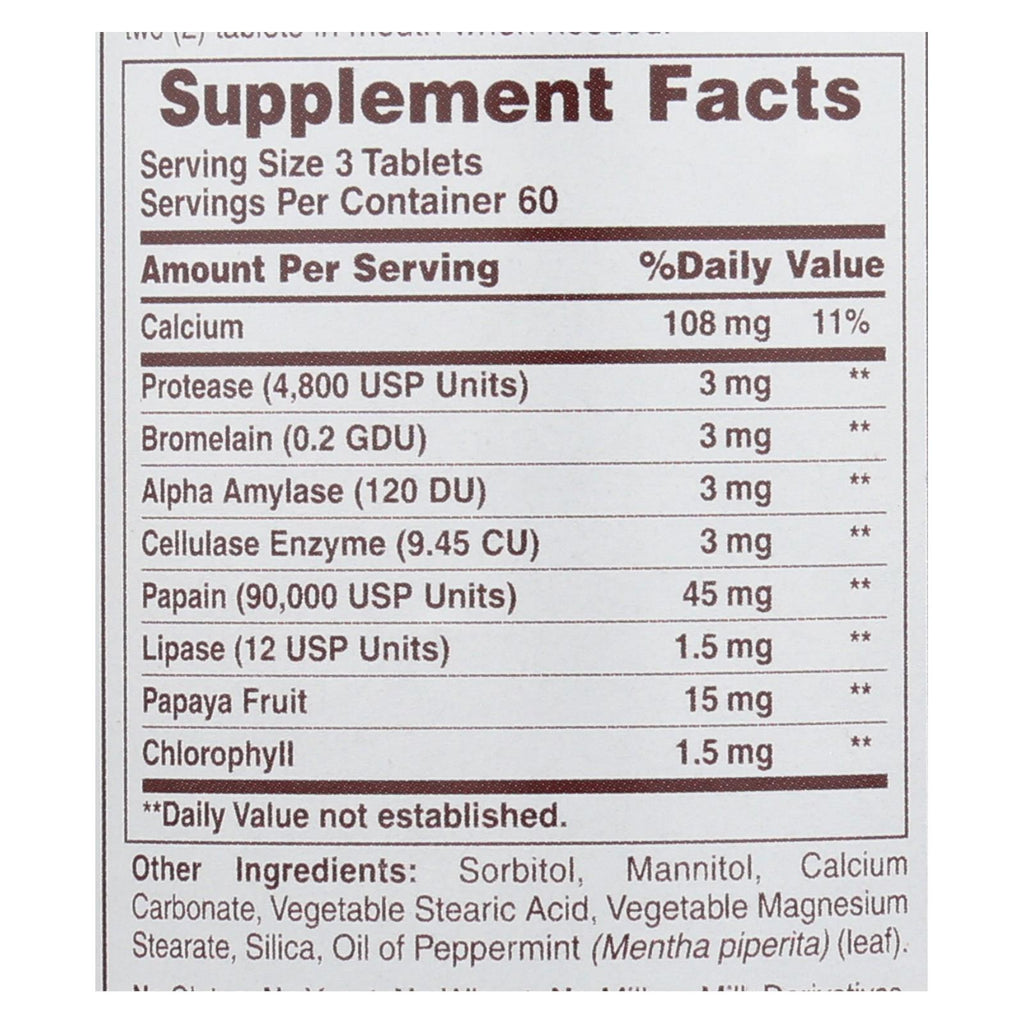 American Health Super Papaya Enzyme Plus Chewable - 180 Tablets - Pack of 1 - Cozy Farm 