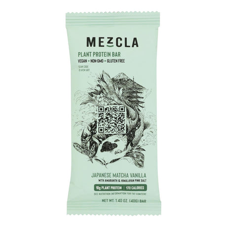 Mezcla Protein Bar, Japanese Matcha Vanilla Flavor, 15 Bars, 1.4oz Each - Cozy Farm 
