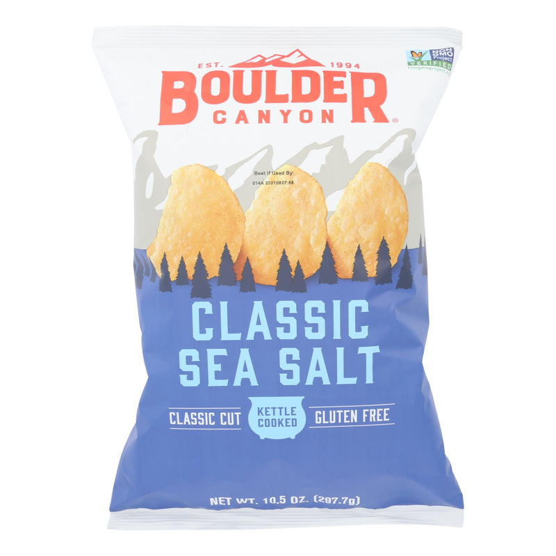 Boulder Canyon Kettle Cooked Sea Salt Potato Chips | 12 x 10.5 Oz - Cozy Farm 