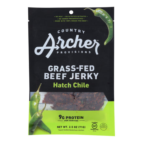 Country Archer - Jerky Beef Hatch Chile - Case Of 12-2.5 Oz - Cozy Farm 