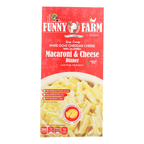 Laloo's Funny Farm White Goat Cheddar Cheese with Jalapeno Mac & Cheese Dinner - 8 Pack - 6 Oz Each - Cozy Farm 