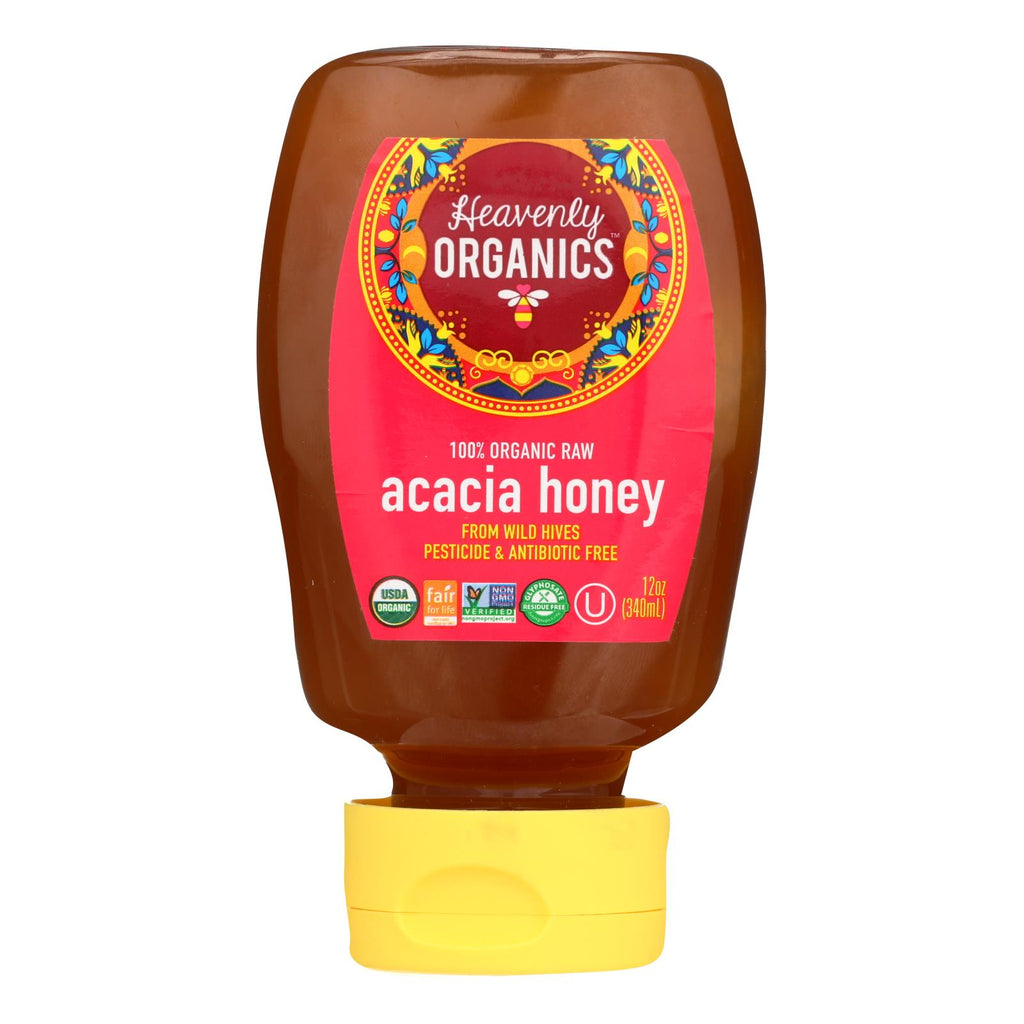 Heavenly Organics Honey - 100% Organic Raw Acacia Squeeze Honey - Case Of 6 - 12 Oz. - Cozy Farm 