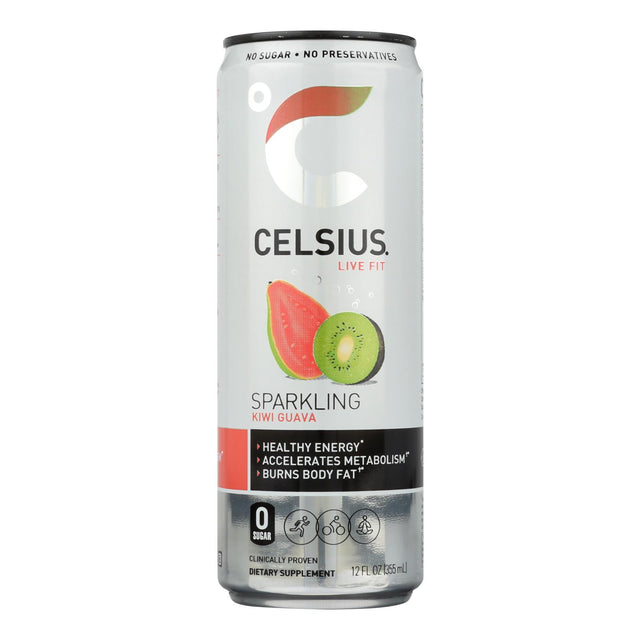Celsius Sparkling Guava Kiwi Drink - 12 Fl. Oz. Case of 12 - Cozy Farm 