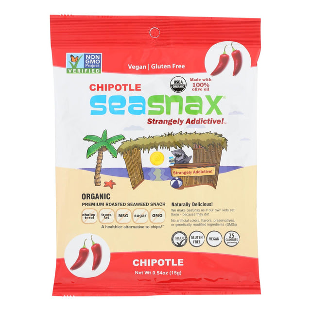 Seasnax Premium Roasted Organic Chipotle Seaweed Snack - 16 Pack - 0.54 Oz. - Cozy Farm 